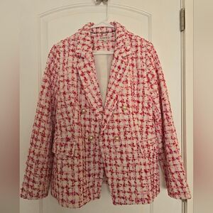 Nanette Lepore Pink and White Tweed Blazer NWOT